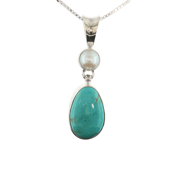 Sterling Sliver Pearl Turquoise Pendant