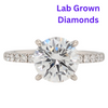14K 2CT Round Lab Grown Diamond Engagement Ring with Diamond Collar