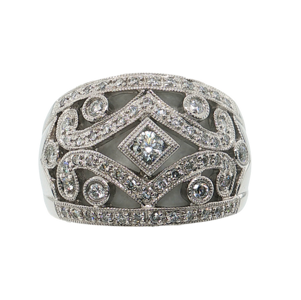 Estate 14kt White Gold .75ctw Wide Diamond Band