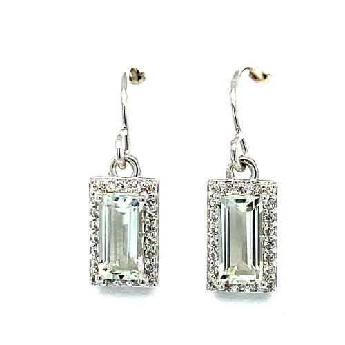 Sterling Silver Prasiolite Emerald Cut Earrings with French Wires