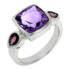 Sterling Silver Cushion Cut Amethyst Ring