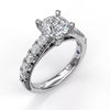 14K Gold French Pave Set Engagement Ring with Peekaboo Diamonds