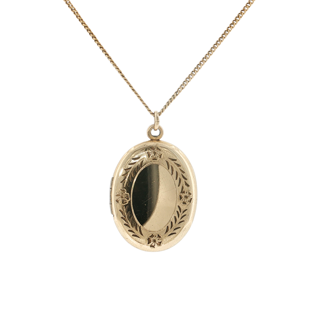 Estate 14kt Yellow Gold Locket 18in Chain