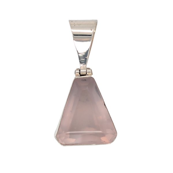 Sterling Silver Rose Quartz Triangle Pendant