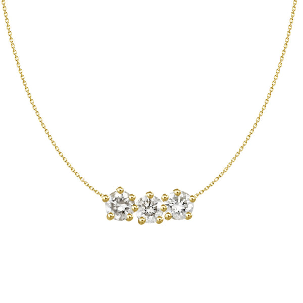18K Yellow Gold Triple Diamond Adjustable Necklace