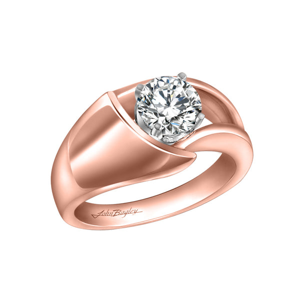 14K Rose Gold Freeform Solitaire Engagement Mounting