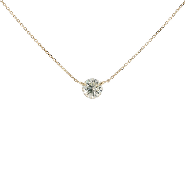 18kt Yellow Gold .81ct Diamond Solitaire Necklace Adjustable 18in