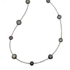 Sterling Silver Labradorite & Tahitian Pearl Statement Necklace