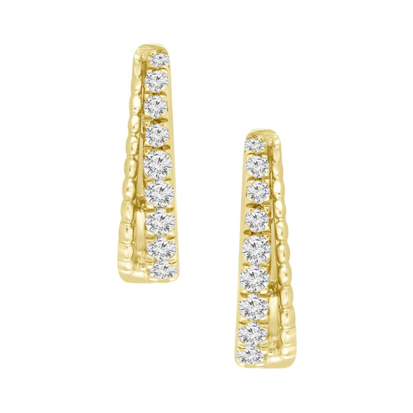 18K Yellow Gold Tapered Diamond Hoops.