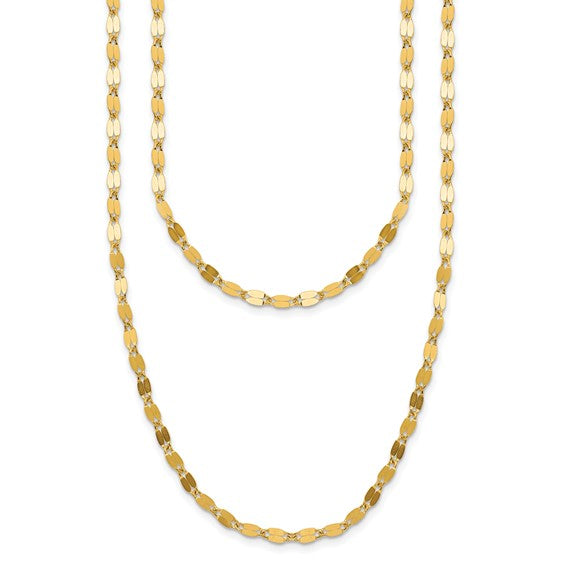 Leslies 14kt Yellow Gold Fancy 2 Strand Mirror Link Necklace 16in