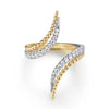 14K Two Tone Bujukan Double Row Open Diamond Bypass Ring.