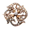 Estate: 14K Antique Diamond & Seed Pearl Brooch/Pendant