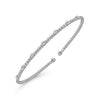 14K White Gold Diamond Station Bangle Bracelet .21CTW