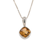 Sterling Silver Cushion Cut Citrine Gemstone Necklace.