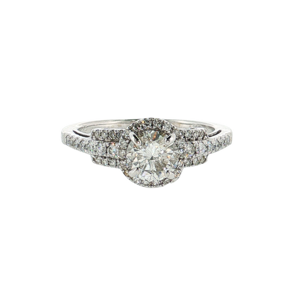 Estate 14kt White Gold Halo Style Engagement Diamond 1ctw I I1 Ring