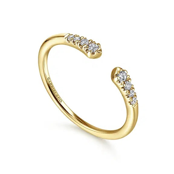 14K Yellow Gold .10CTW Open Stackable Band with Diamonds