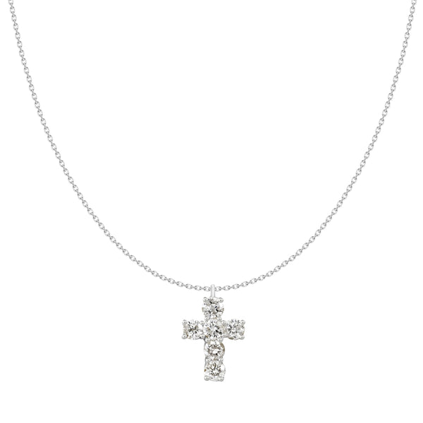 18kt White Gold .26ctw H-I SI Bezel Cross Adjustable Chain