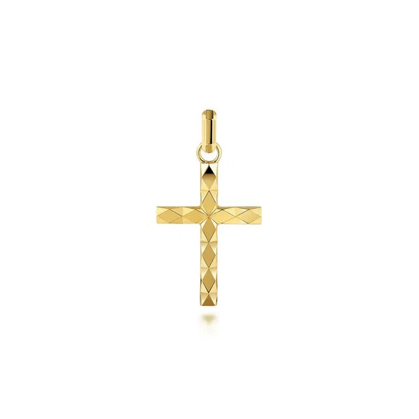 14K YG FACETS CROSS PENDANT S2.
