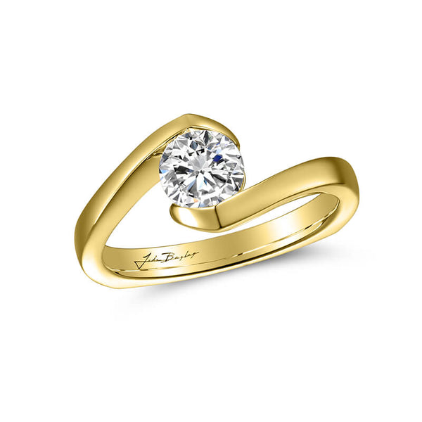 14K Yellow Gold 3/4CT Bypass Round Engagement Semi-Mount