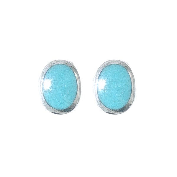 Sterling Sliver Oval Turquoise Studs