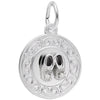 Sterling Silver Baby Booties Disc with Pearl Charm