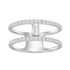 18K White Gold Baguette Center Negative Space Diamond Fashion Ring