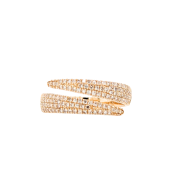 14K Yellow Gold Diamond Pave Bypass Ring
