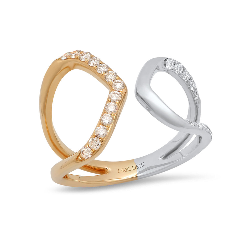 14K Two Tone Negative Space Diamond Fashion Ring