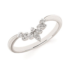 14K White Gold Diamond Countour Band- Wedding Ring .10CTW
