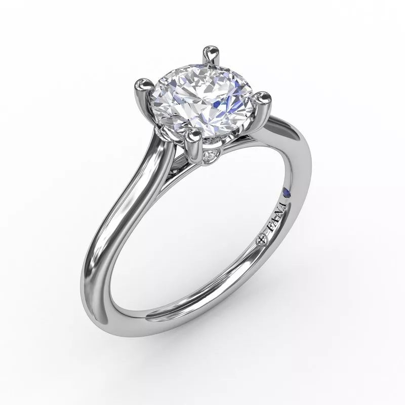 14K White Gold Cathedral Style Engagement Ring