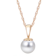 14K Yellow Gold Fresh Water Pearl Necklace with Chain