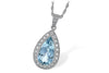 14KT White Gold 2.20CT Aquamarine Diamond Pendant and Chain