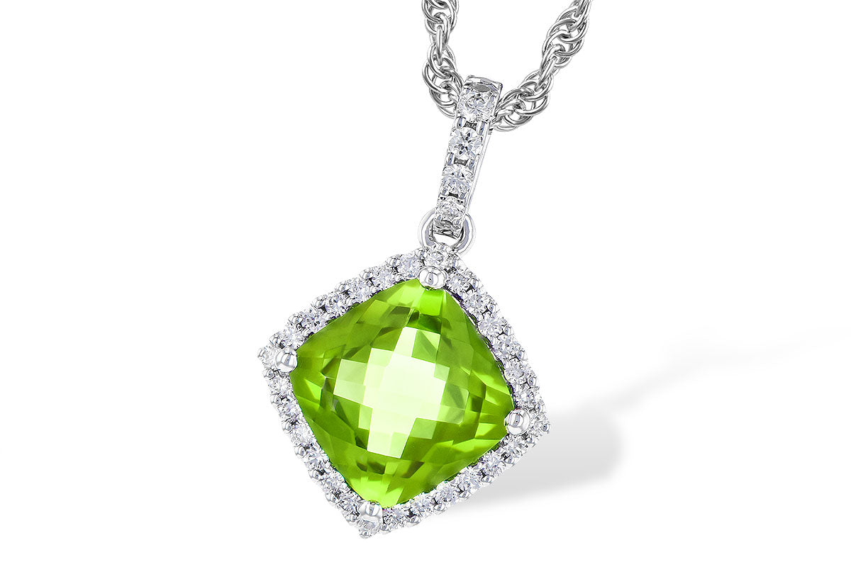 White Gold Peridot with Diamond Necklace