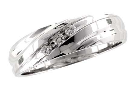 14 Karat White Gold Men's 3 Diamond Ring