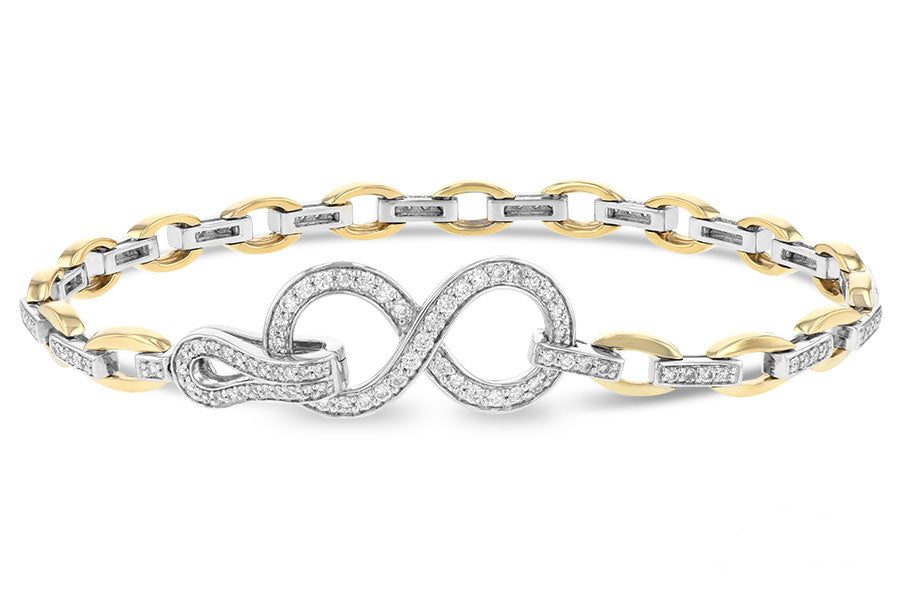 14K Two Tone Diamond Infinity Link Bracelet