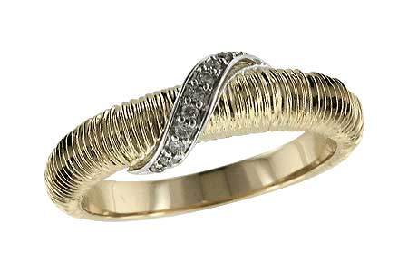 14K Gold Textured Band with Diamond Accents