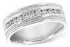 14K White Classic Men's Diamond Band