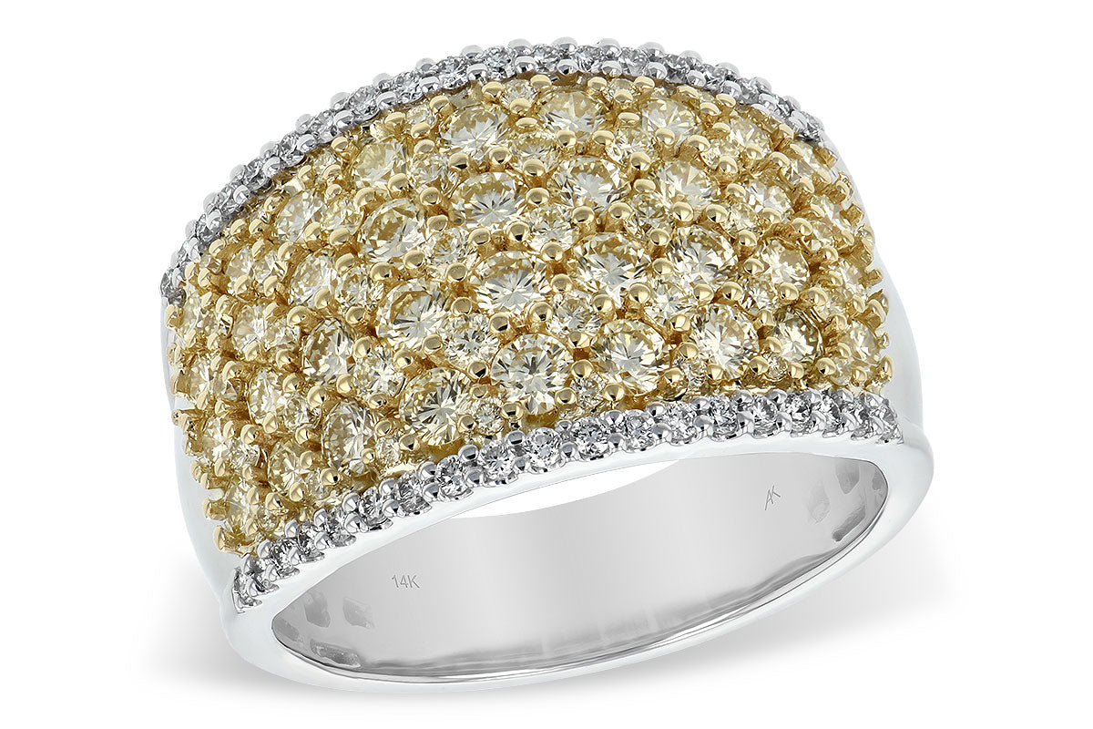 14KT Gold Ladies Yellow & White Diamond Pave Ring