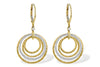 14KT Two Tone Diamond Circle Earrings