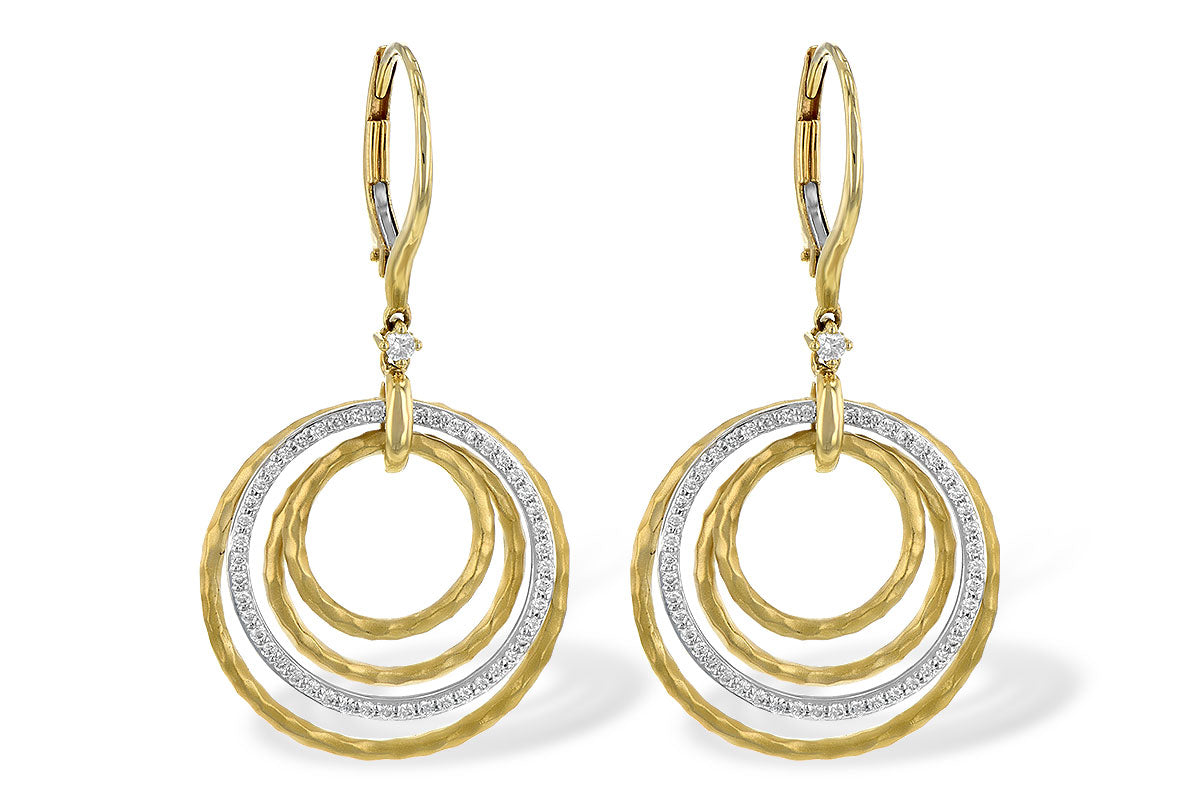 14KT Two Tone Diamond Circle Earrings