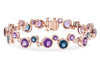 14K Rose Gold Amethyst and Topaz Bubble Tennis Bracelet