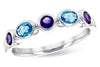 14K White Gold Bezel Set Amethyst & Topaz Ring