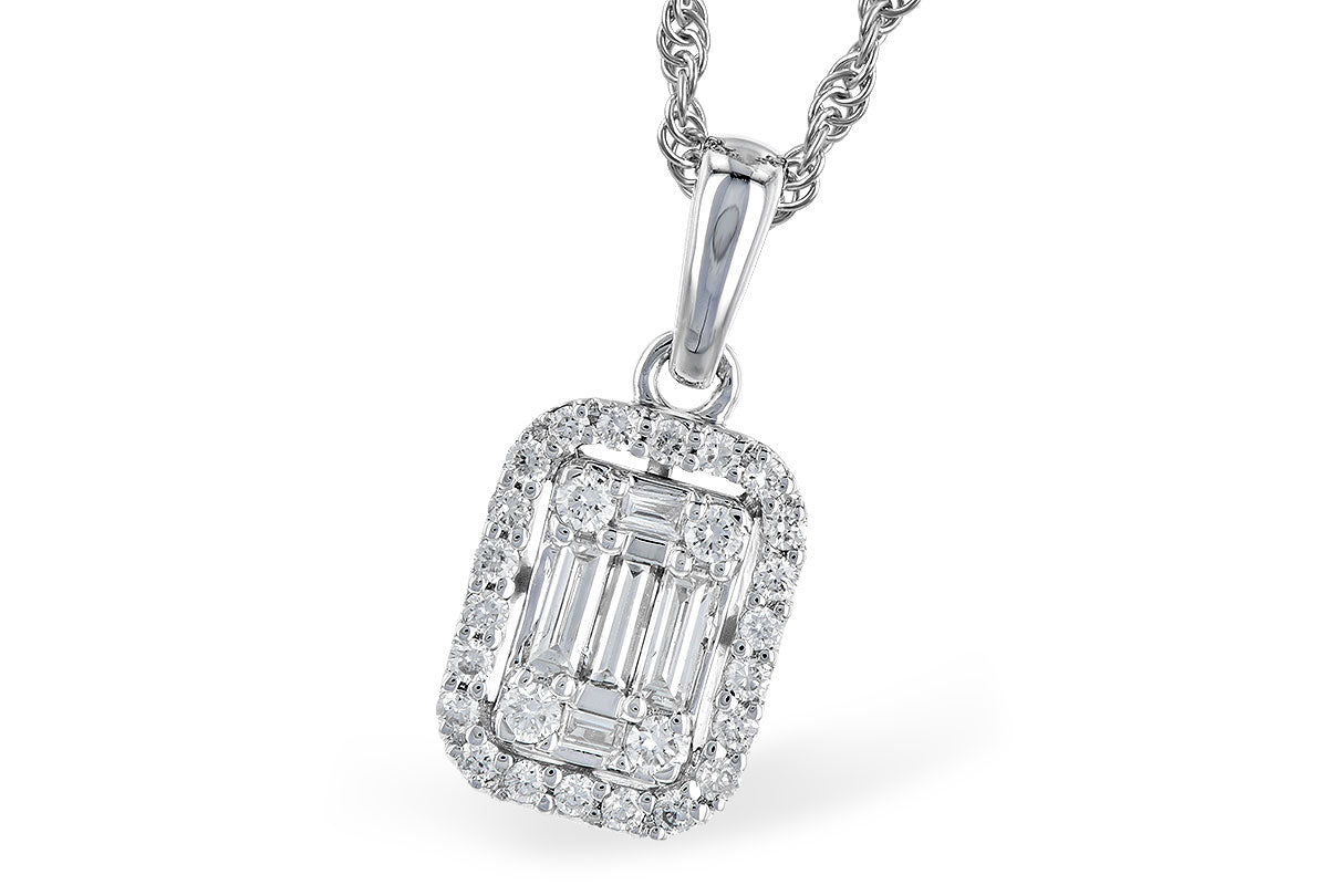 White Gold Baguette & Round Diamond Necklace