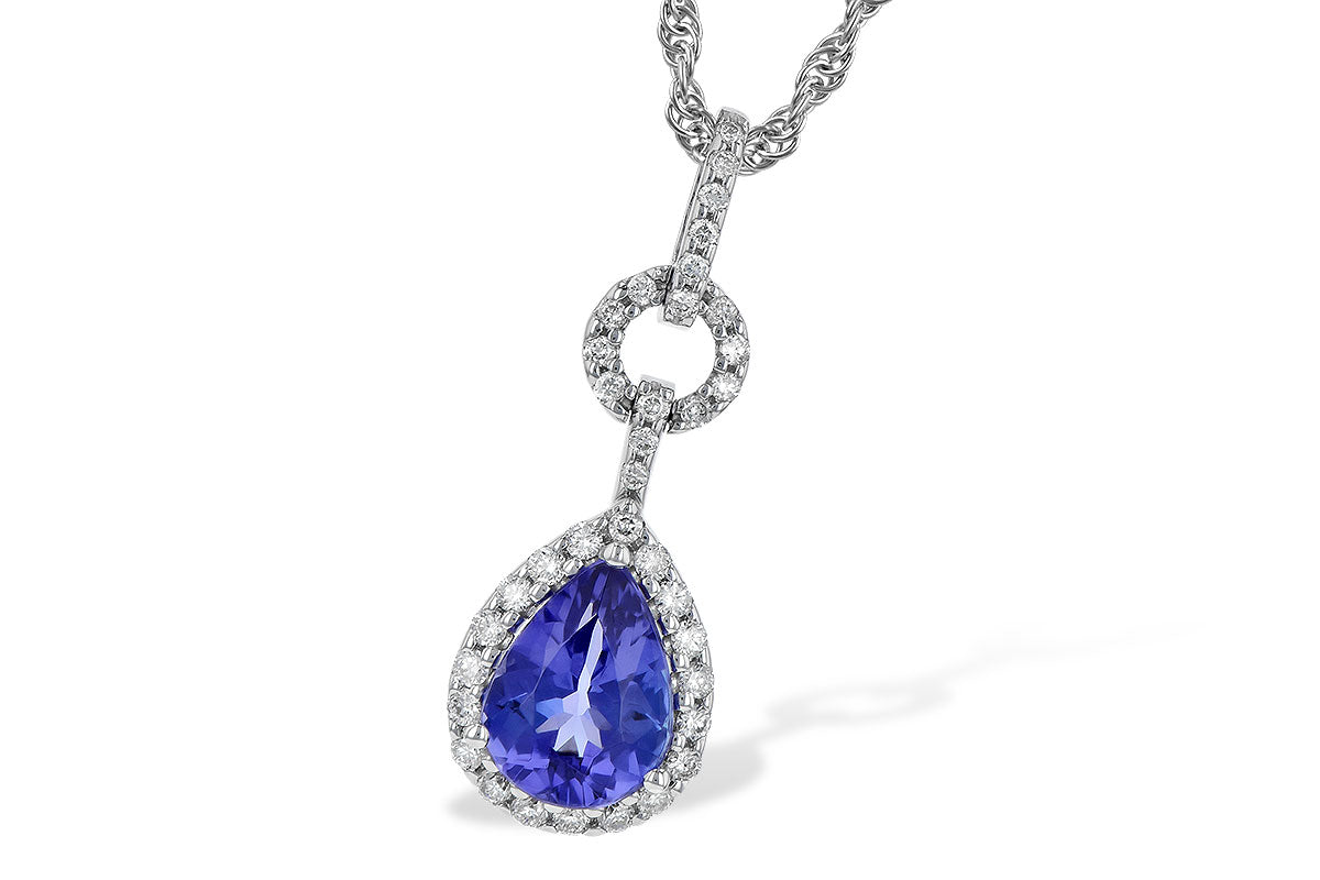 Pear Shape Tanzanite Necklace with Diamond Accents