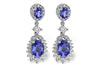 14K White Gold Oval Tanzanite and Diamond Dangle Earrings