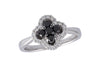 14K White Gold Black Diamond Halo Fashion Ring
