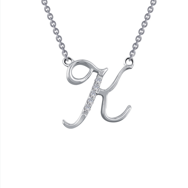 SS Sim Dia Initial K Necklace.