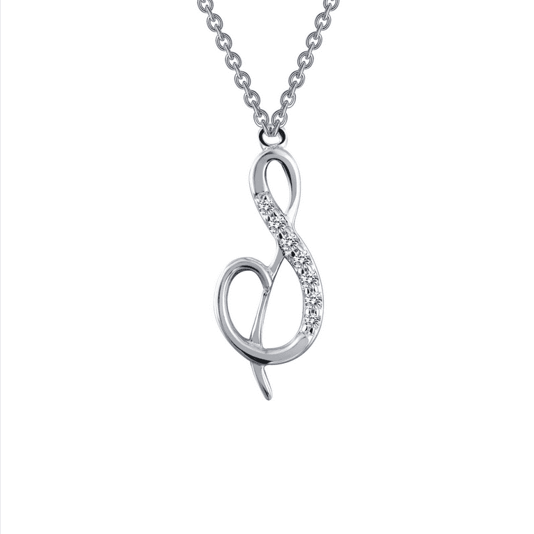 SS Sim Dia Initial S Necklace.