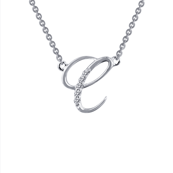 SS Sim Dia Initial C Necklace.