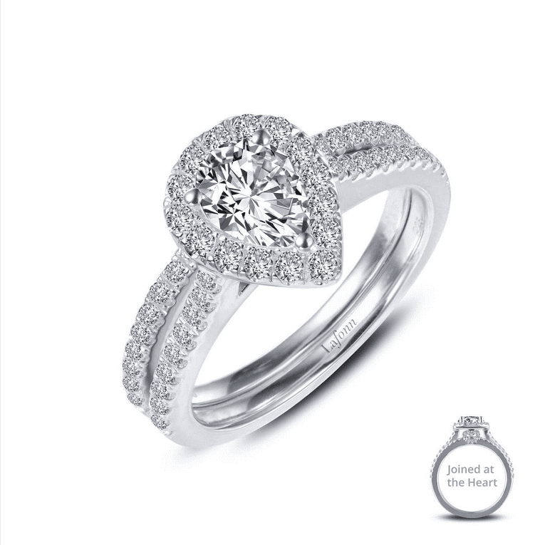 SS PS Sim Dia Halo ER Set w/ Dia Accented Shank.